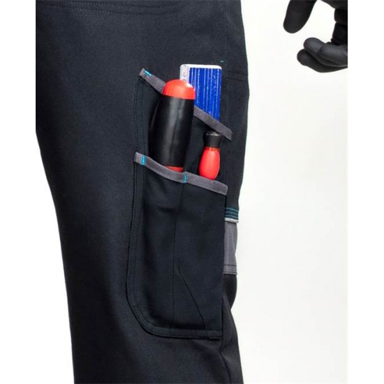 Pantaloni salopeta cu pieptar negru COOL TREND, 100% bumbac, 260gr/mp - ARDON
